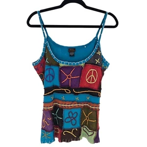 Rising international size 1XL blue patchwork contrast stitch sweatshirt tank - Picture 1 of 10