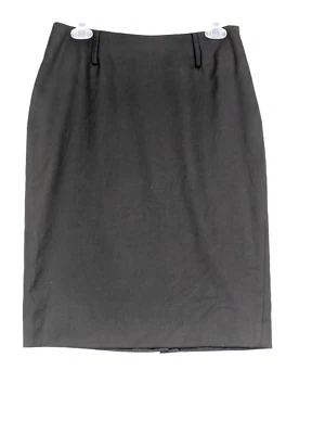 Falda lápiz negra Anne Klein talla 6 elástica forrada con abertura trasera lazos para cinturón Foto 1 de 4