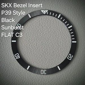 Inserto de bisel SKX007 cerámica C3 (estilo P39) / plano / negro Sunburst - SEIKO MOD - Imagen 1 de 1