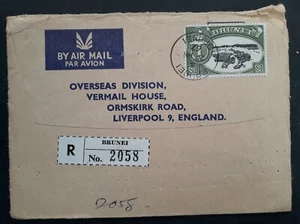 1967 Brunei Airmail Registd Cover ties $1 stamp cancelled Brunei - Picture 1 of 2