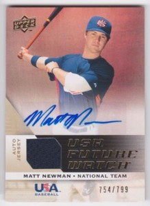 2009 UD USA FUTURE WATCH MATT NEWMAN AUTO JERSEY /799 #UFWA-15