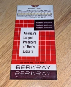 Vintage BERKRAY MEN'S JACKET CO -Slide Rule Style PROFIT CHART 230 Fifth Ave NYC - Picture 1 of 6