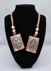 Saint Mary's Catholic Pink Scapular Necklace - Picture 1 of 4