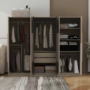6 Doors Armoires Wardrobe Closet Freestanding Cabinet Organizer,2 Drawers, Shelf - Picture 1 of 8