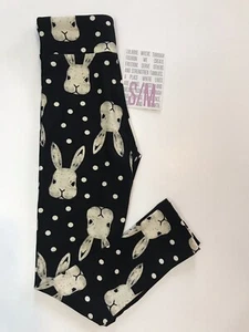 LuLaRoe Rabbit Leggings Kid SM Bunny Black White Polka Dots Easter NEW - Picture 1 of 4