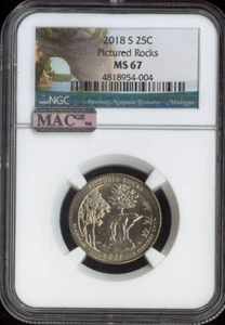 2018-S Pictured Rocks Quarter NGC MS67 Auction - Picture 1 of 2