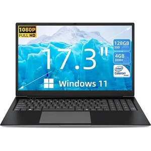 SGIN 17 inch Laptop 4GB DDR4 128GB SSD Windows 11 Home Laptops with Intel Celero - Picture 1 of 7