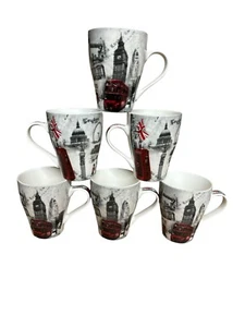 6x Taza grande Londres 400 ml capacidad taza de café recuerdo británico regalo autobús Big Ben - Imagen 1 de 4