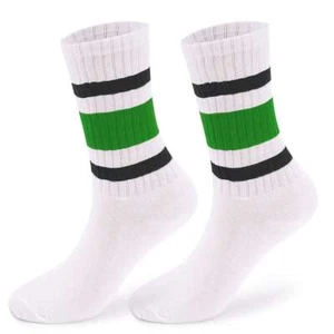 Old School Striped Crew Socks Retro Athletic Casual Classic Over Ankle Socks - Picture 1 of 17
