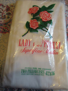 Vintage Lady Pepperell Pillowcases NOS Set 2 In Package Superfine Muslin Cases 
