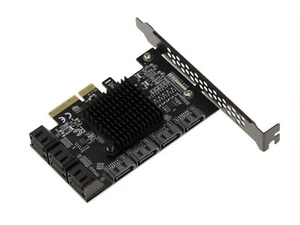 Carte PCIe 3.0 4x avec 10 ports SATA 6G. Chipset ASM1166 et JMB575. - Photo 1/3