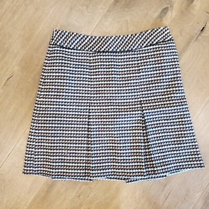 TALBOTS Women Texture Heavyweight Comfy Wool Viscose Pleated A-Line Skirt Geo 10 - Picture 1 of 9