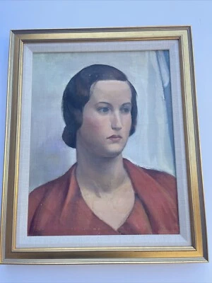 ANTIQUE PORTRAIT Painting Pretty Woman WALTER E COHEN JR 1930’s Model Masterful - Image 1 of 4