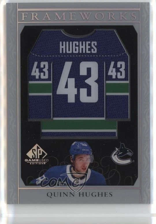 2020-21 Upper Deck SP Game Used Frameworks Quinn Hughes #F-QH - Image 1 of 2