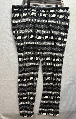 Старый темно-размер XL высокий фланелевые брюки черный и белый белый белый белый медведь снежинка - Изображение 1 из 4