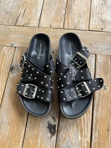 Shoe the Bear Cara Cross Stud Sandals Black Size 37 (6.5 - 7) Copenhagen - Picture 1 of 10