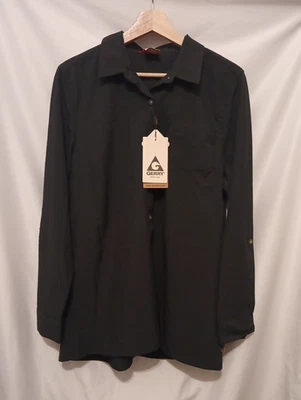 Top informal Gerry con botones para mujer grande negro lengüeta enrollable protección solar secado rápido Foto 1 de 4