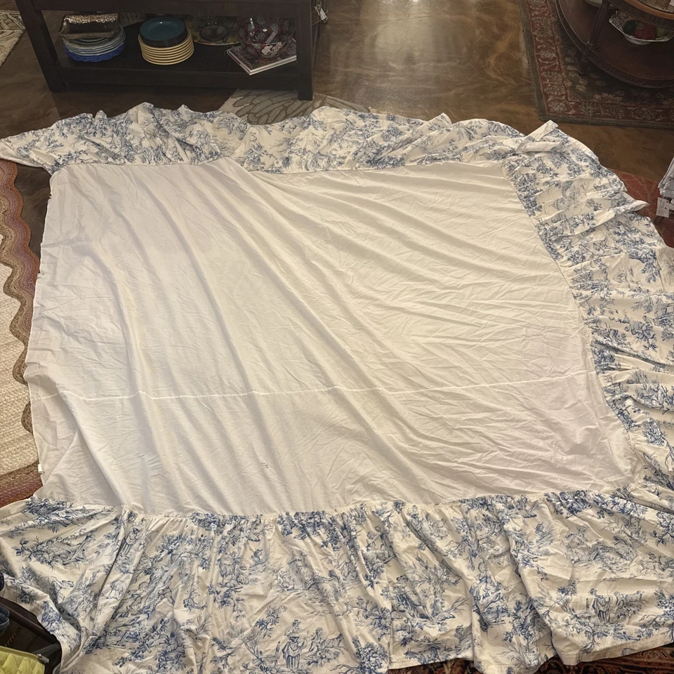 Falda de cama forrada para baño rural francés hecha a medida con volantes en polvo F/Q algodón  Foto 1 de 4