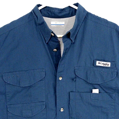 Columbia PFG Men's Blue Long Sleeve Caped & Vented Fishing Shirt Medium - Image 1 of 4