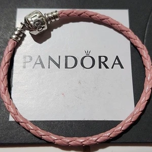 Pulsera Pandora Retirada Cuero Rosa Brillante 6.89" - Imagen 1 de 3
