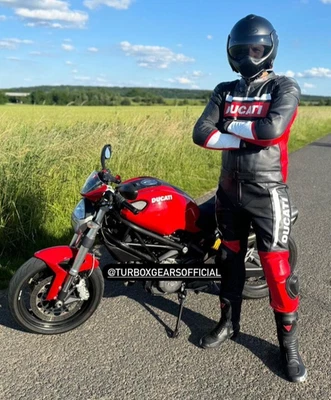 NUEVO TRAJE DE CUERO PERSONALIZADO DUCATI CORSE PARA HOMBRE 2 PIEZAS MOTO CARRERAS Foto 1 de 4