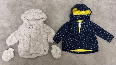 Manteau bébé Catimini avec capuche mitaines 12 mois hiver veste et imperméable 18 24 - Photo 1/2