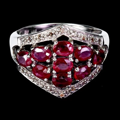 925 Sterling Silver Ring Oval Ruby 4x3mm Sapphire Natural Gemstone Jewelry Sz 8 - Image 1 of 4