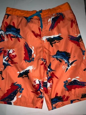 YOUNG MEN'S WAVE ZONE SWORD FISH ORANGE/BLUE SWIM SHORTS SIZE XL 15/18 - Image 1 of 3