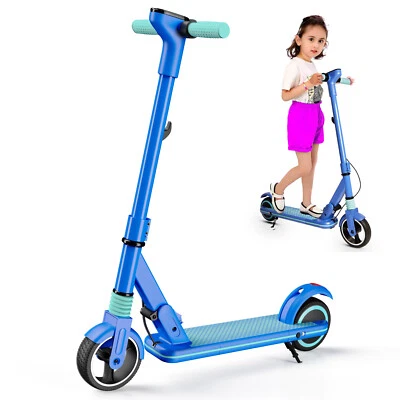 SIMATE Elektroscooter Blau Für Kinder Elektroroller LED Kinderroller Klappbar E Scooter