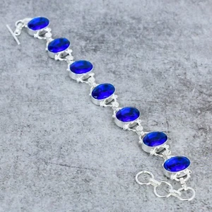 Blue Topaz Gemstone Bracelet, December Birthstone Bracelet, Elegant Bracelet - Picture 1 of 4