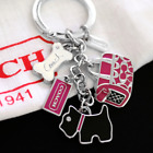 NEW COACH 92337 Dog Keychain Scottie Bone Case Carrier Pet Mix Charm Key FOB NEW