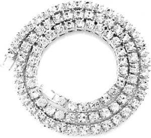 Gold Silver Iced Out Diamond Tennis Chain Necklace for Men Women, Rhinestone Ten - Picture 1 of 12