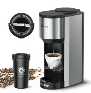 Single-Serve Coffee Maker + Coffee Grinder Fast Brew Coffee Travel Mug K-Cup Pod - Picture 1 of 6