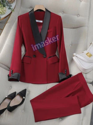 New Red Black Women Pant Suit Office Business Work Wear 2 Piece Set Formal Suits - Изображение 1 из 4