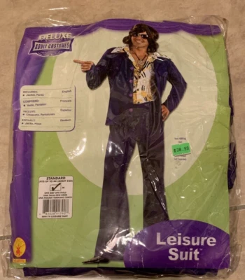 Leisure Suit 60's Hippie Purple Jacket Pants Costume NEW in Retail Pkging 44 - Image 1 of 2
