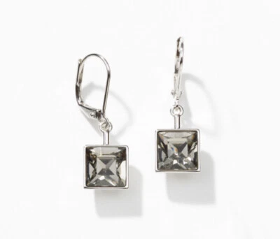 💎Touchstone Crystal by Swarovski Rhodium Earrings Black 1” New Condition - Image 1 of 4