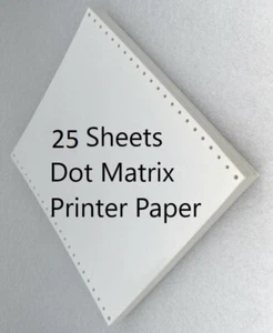 Vintage Continuous Tractor Feed Dot Matrix Printer Paper 8 1/2" x 11" 25 sheets - Picture 1 of 1