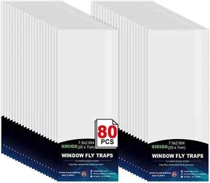 Window Fly Traps for Indoors, 80 Pack Clear Fly Paper Sticky Fly Strips for Home - Picture 1 of 6