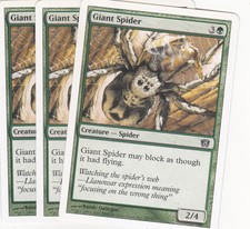 3 x Giant Spider common creature from 8th Edition (MTG)