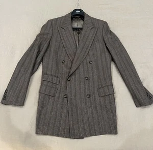 VINTAGE 60s/70s Italian Bespoke Double Breasted Mens Wool Blazer - 40L  / Brown - Picture 1 of 5