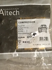 15MM BRASS COMPRESSION EQUAL TEE - QTY OF 5 (ALTECH - ALTCM049) - Picture 1 of 4