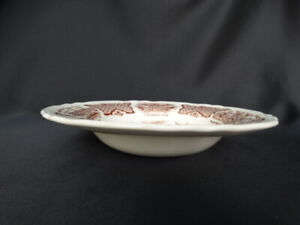 Alfred Meakin Fair Winds Brown 9" Rimmed Soup Bowl Ships, Flowers Harbors VGUC