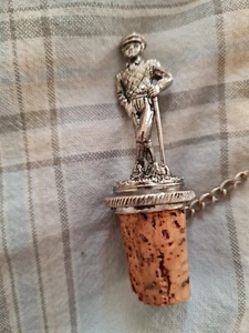 Vintage Golfer Pewter Bottle Wine Stops. Cork Bottle Stopper Golfing Theme - Picture 1 of 3