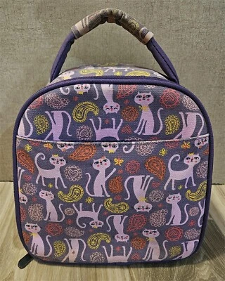 Bolsa de almuerzo aislante Fit and Fresh - Paisley Cats en morado y rosa Foto 1 de 4