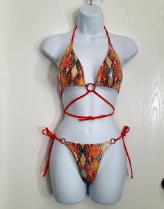 Sexy Bikini Split Swimsuit Snakeskin Print Quick Dry Swimsuit  - Picture 1 of 5
