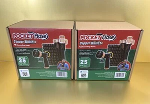 (2-PACK) 2024 Pocket Hose Copper Bullet With Thumb Spray Nozzle Expanding - Picture 1 of 6