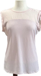New York & Company Stretch Bluse rosa Kurzarm Größe M transparent Oberteil - Bild 1 von 9