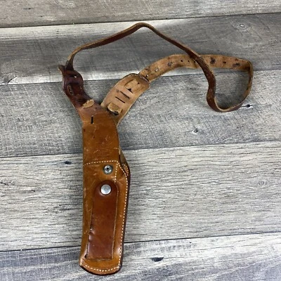 Винтажная коричневая кожаная наплечная кобура Bianchi X15 средняя ⚠️отсутствует маленький ремень ⚠️ - Изображение 1 из 4