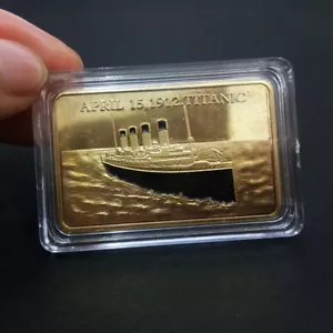 Titanic Commemorative RMS Gold Bar 1912 History Major Events Titanic Gifts Medal - Picture 1 of 10