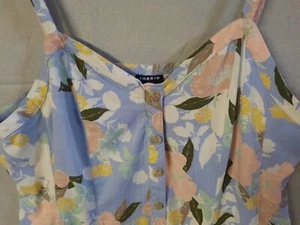 Torrid Strap Shoulder Blue Print Pullover, Button Shirt Womans Junior Sz. 1. NWT - Picture 1 of 9